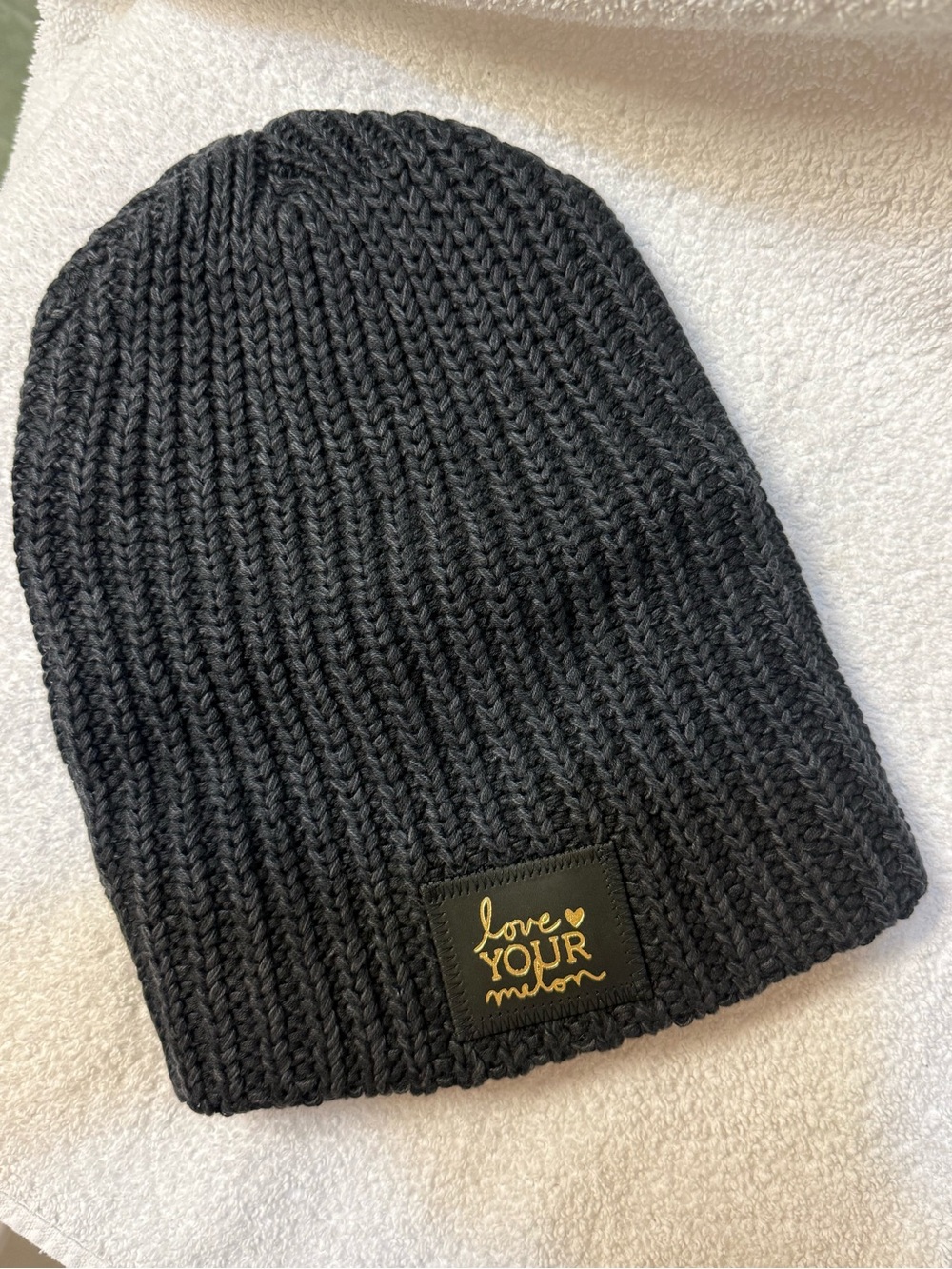 Love Your Melon Black Gold Foil Knit Beanie